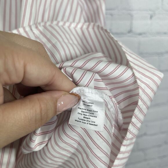 Talbots Button Shirt Women Size 22WP Striped Red White Wrinkle Resistant Office - Picture 6 of 11